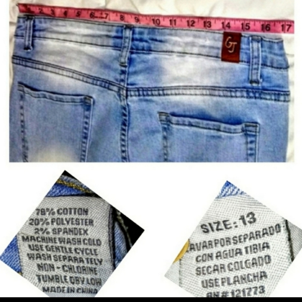 Go Go Jeans Size 13 High Rise Skinny Leg Ripped - Picture 7 of 8